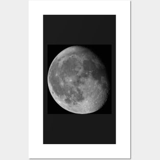 Moon Waning Gibbous 87% phase against black night sky high resolution image Posters and Art